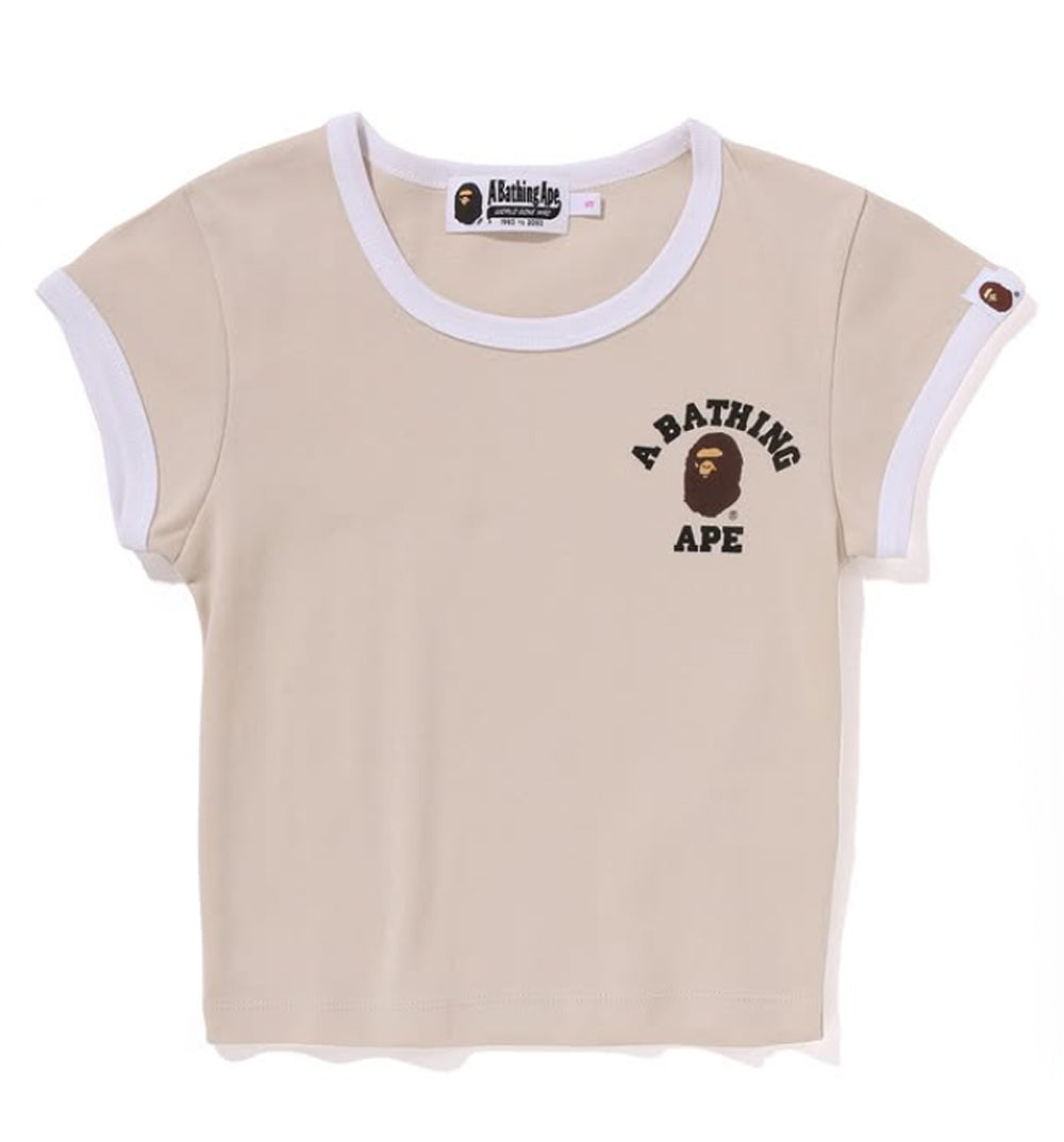A BATHING APE Ladies' COLLEGE CROPPED TRIM TEE