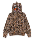 A BATHING APE Ladies' WILD LEOPARD PATTERN MILO SHARK FULL ZIP HOODIE