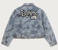 A BATHING APE Ladies' SOLID CAMO JACQUARD DENIM BOXY CROPPED JACKET