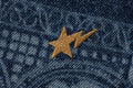 A BATHING APE PAISLEY PATTERN DENIM FLARED PANTS