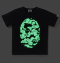 A BATHING APE BAPE KIDS GLOW IN THE DARK CAMO NIG APE HEAD TEE