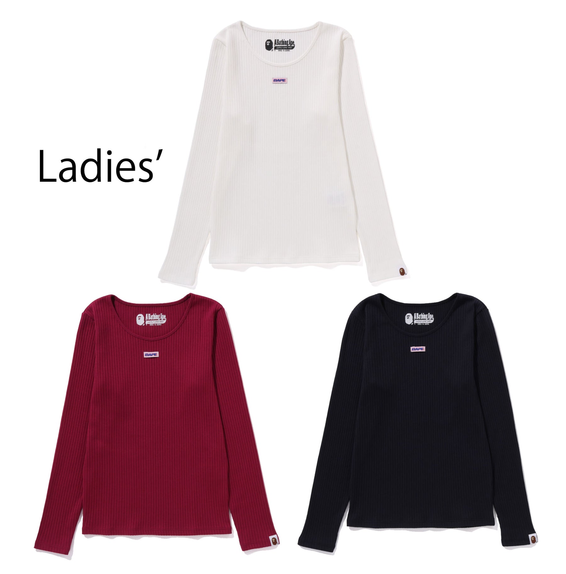 A BATHING APE Ladies' BAPE LABEL RIB L/S TEE – happyjagabee store
