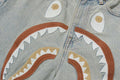 A BATHING APE Ladies' SHARK EMBROIDERY SUPER WIDE DENIM PANTS