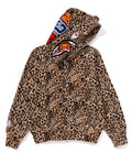 A BATHING APE Ladies' WILD LEOPARD PATTERN MILO SHARK FULL ZIP HOODIE