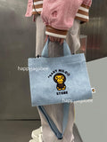 A BATHING APE BABY MILO STORE BABY MILO DENIM SMALL TOTE BAG