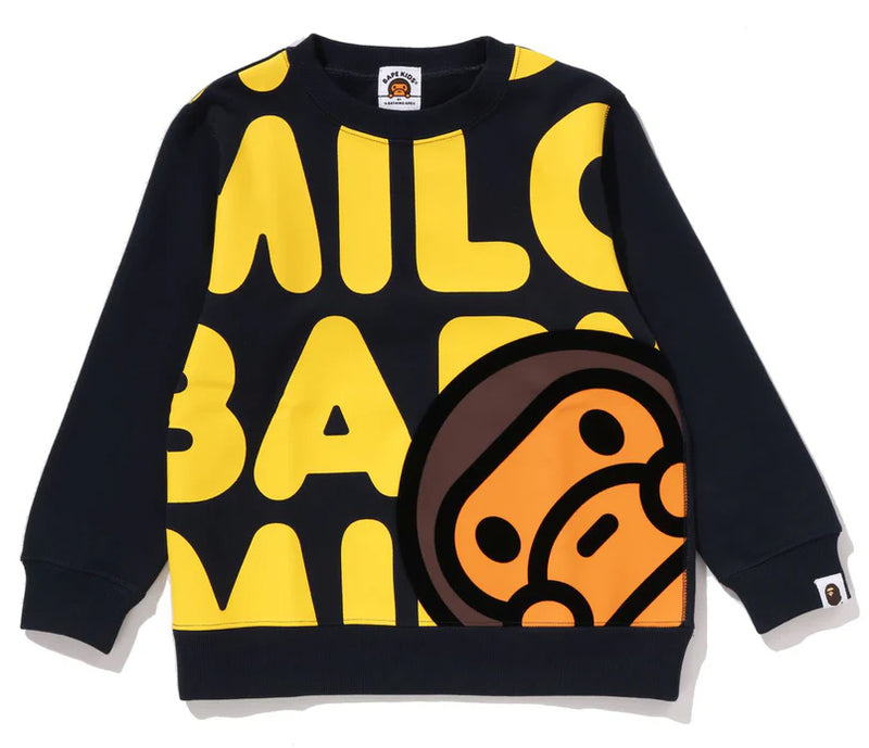 A BATHING APE BAPE KIDS BIG BABY MILO CREWNECK SWEATSHIRT