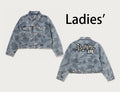 A BATHING APE Ladies' SOLID CAMO JACQUARD DENIM BOXY CROPPED JACKET