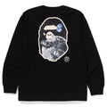 A BATHING APE MOON APE HEAD OLD PHOTO L/S TEE