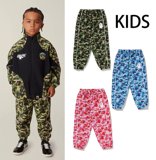 A BATHING APE BAPE KIDS ABC CAMO TRACK PANTS