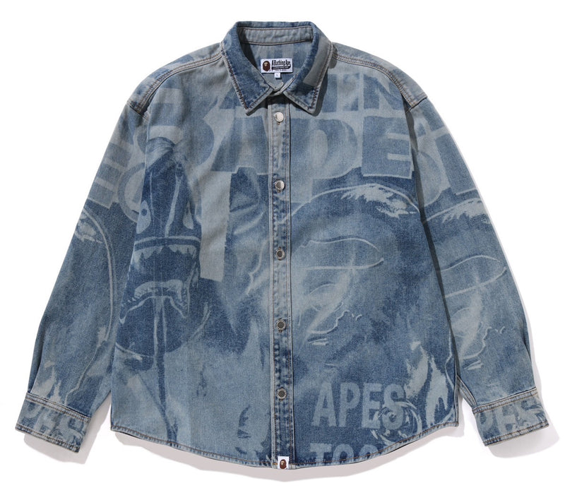A BATHING APE OVERRALL LASERED DENIM L/S SHIRT