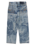 A BATHING APE OVERALL LASERED RELAXED FIT 13OZ DENIM PANTS