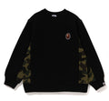 A BATHING APE BAPE KIDS 1ST CAMO PANEL APE HEAD ONE POINT CREWNECK