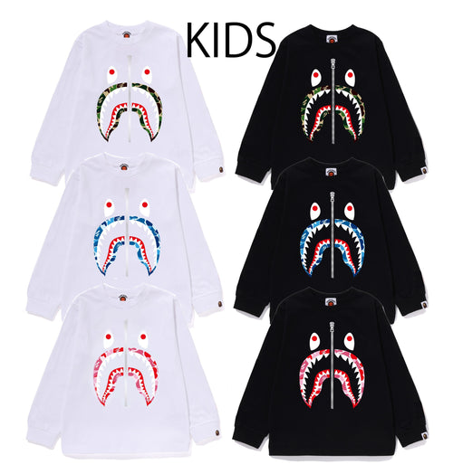 A BATHING APE BAPE KIDS ABC CAMO SHARK L/S TEE
