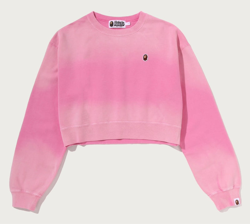 A BATHING APE Ladies' GARMENT DYE ONE POINT CROPPED CREWNECK SWEAT SHIRT