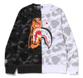 A BATHING APE COLOR CAMO TIGER SHARK CREWNECK SWEAT SHIRT