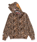 A BATHING APE Ladies' WILD LEOPARD PATTERN MILO SHARK FULL ZIP HOODIE