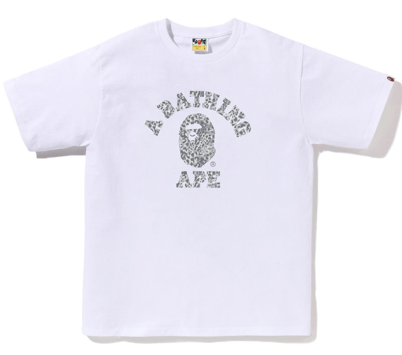 A BATHING APE WILD LEOPARD PATTERN COLLEGE TEE