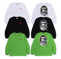 A BATHING APE MOON APE HEAD OLD PHOTO L/S TEE