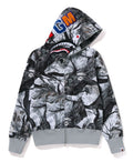 A BATHING APE Ladies' TREE EDGE CAMO SHARK FULL ZIP HOODIE