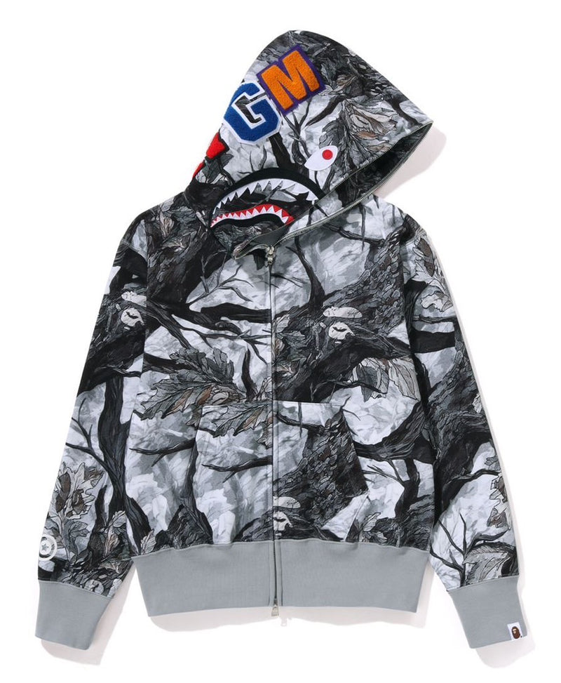 A BATHING APE Ladies' TREE EDGE CAMO SHARK FULL ZIP HOODIE