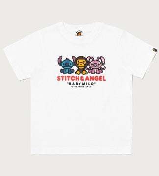 A BATHING APE BAPE KIDS BAPE x DISNEY STITCH AND ANGEL BABY MILO TEE
