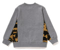 A BATHING APE BAPE KIDS 1ST CAMO PANEL APE HEAD ONE POINT CREWNECK