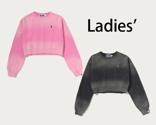 A BATHING APE Ladies' GARMENT DYE ONE POINT CROPPED CREWNECK SWEAT SHIRT