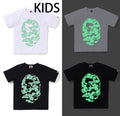 A BATHING APE BAPE KIDS GLOW IN THE DARK CAMO NIG APE HEAD TEE