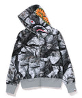 A BATHING APE Ladies' TREE EDGE CAMO SHARK FULL ZIP HOODIE