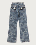 A BATHING APE Ladies' SOLID CAMO JACQUARD DENIM BOOTCUT PANTS