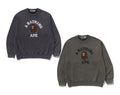 A BATHING APE GARMENT DYE COLLEGE RELAXED FIT CREWNECK SWEAT SHIRT