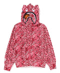 A BATHING APE Ladies' WILD LEOPARD PATTERN MILO SHARK FULL ZIP HOODIE