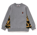 A BATHING APE BAPE KIDS 1ST CAMO PANEL APE HEAD ONE POINT CREWNECK