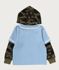 A BATHING APE BAPE KIDS 1ST CAMO BASEBALL LAYERED PULLOVER HOODIE
