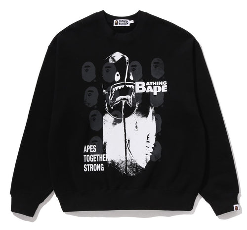 A BATHING APE MULTI LOGO RELAXED FIT CREWNECK SWEAT SHIRT