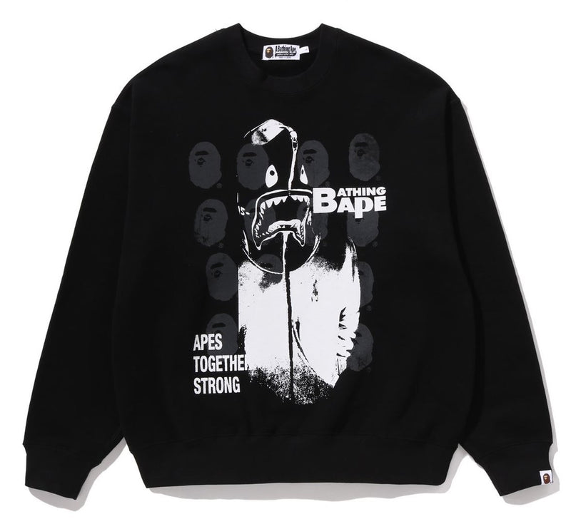 A BATHING APE MULTI LOGO RELAXED FIT CREWNECK SWEAT SHIRT