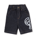A BATHING APE BAPE KIDS BABY MILO 10 OZ DENIM SHORTS