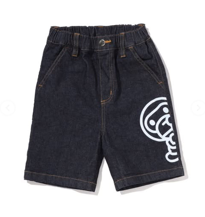 A BATHING APE BAPE KIDS BABY MILO 10 OZ DENIM SHORTS