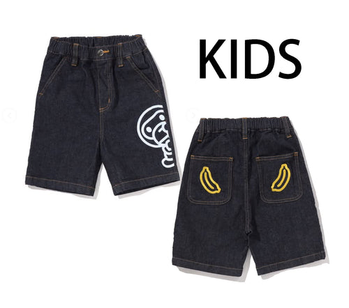 A BATHING APE BAPE KIDS BABY MILO 10 OZ DENIM SHORTS
