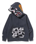 A BATHING APE 1ST CAMO SHARK FULL ZIP DOUBLE HOODIE