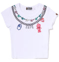 A BATHING APE Ladies' FAKE PRINT CROPPED TEE
