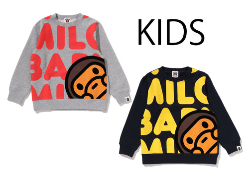 A BATHING APE BAPE KIDS BIG BABY MILO CREWNECK SWEATSHIRT
