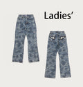 A BATHING APE Ladies' SOLID CAMO JACQUARD DENIM BOOTCUT PANTS