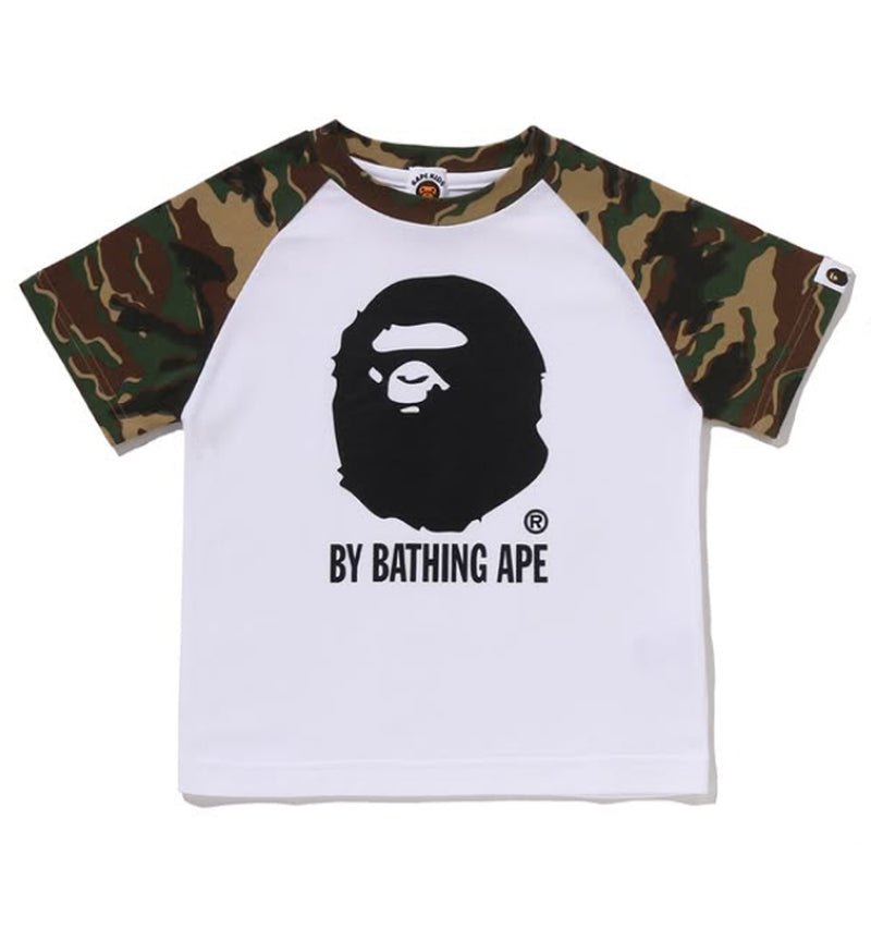 A BATHING APE BAPE KIDS GLITCH WOODLAND CAMO BY BATHING APE TEE