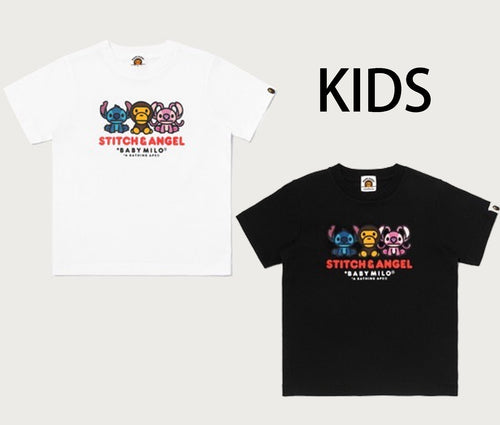 A BATHING APE BAPE KIDS BAPE x DISNEY STITCH AND ANGEL BABY MILO TEE