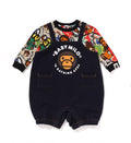 A BATHING APE BAPE KIDS BAPE MILO ASSORTED SALOPETTE LAYERED ROMPERS