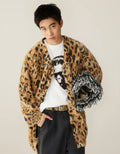 A BATHING APE WILD LEOPARD PATTERN SHAGGY CARDIGAN