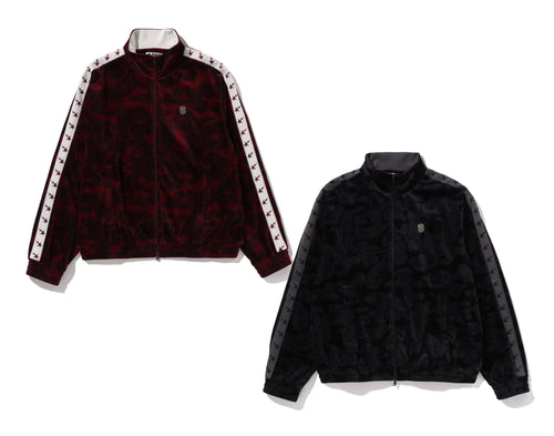 A BATHING APE SOLID CAMO VELOUR METAL ONE POINT RELAXED FIT TRACK JACKET