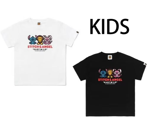 A BATHING APE BAPE KIDS BAPE x DISNEY STITCH AND ANGEL BABY MILO TEE
