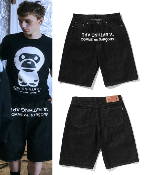 A BATHING APE COMME des GARCONS CDG OSAKA Limited RELAXED FIT DENIM SHORTS